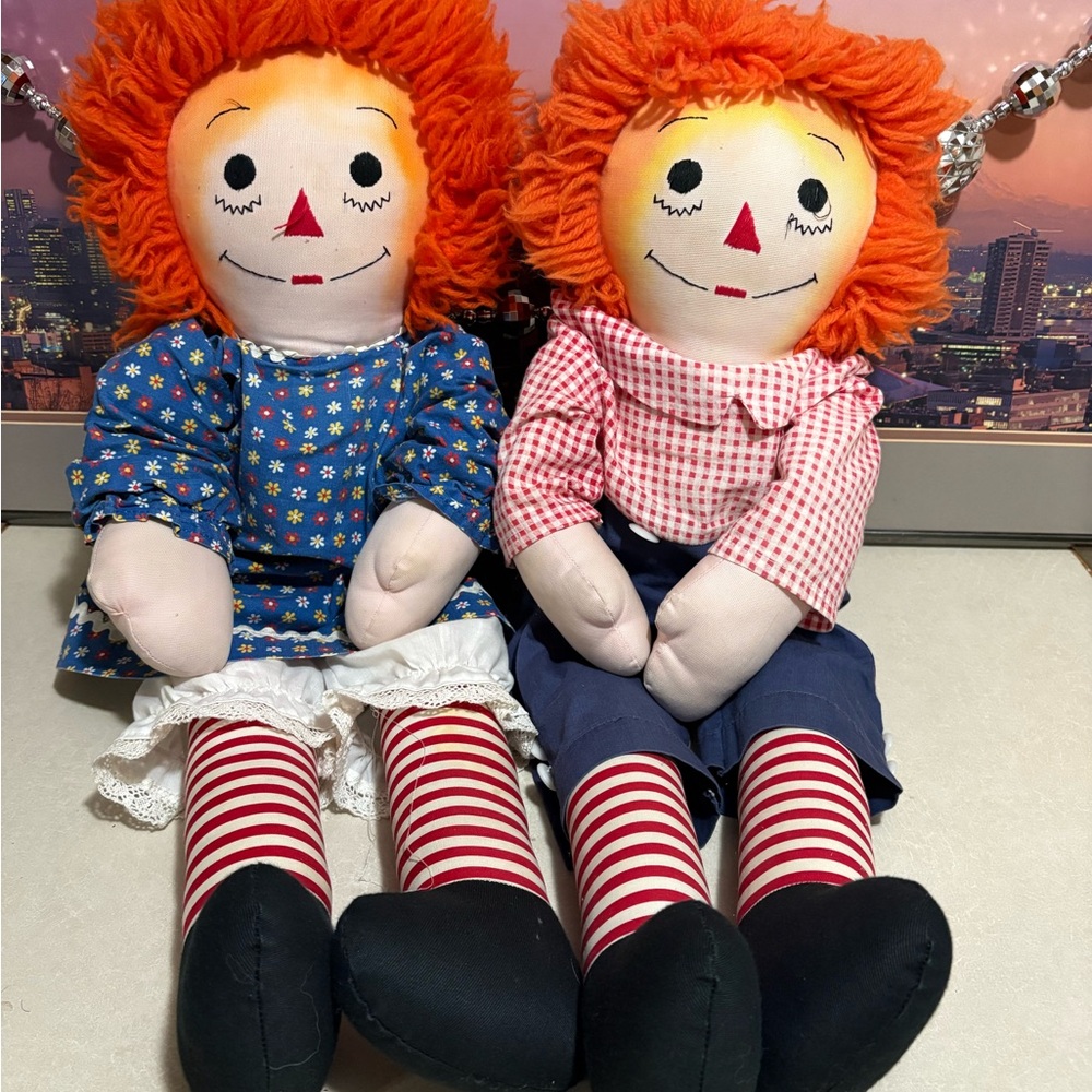 Raggedy Ann and Andy Dolls with Orange Hair